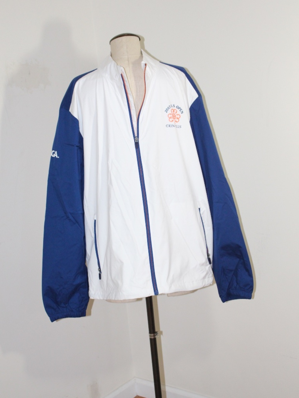 POLO GOLF Ralph Lauren, White and Blue Zip Front Windbreaker  Erin Hills Jacket